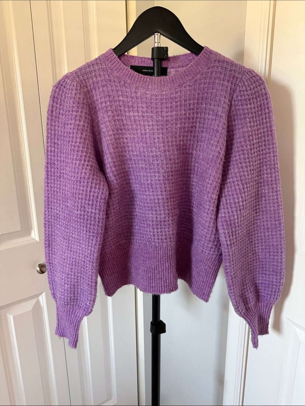 Vero Moda Lilac Waffle-Knit Crewneck Sweater